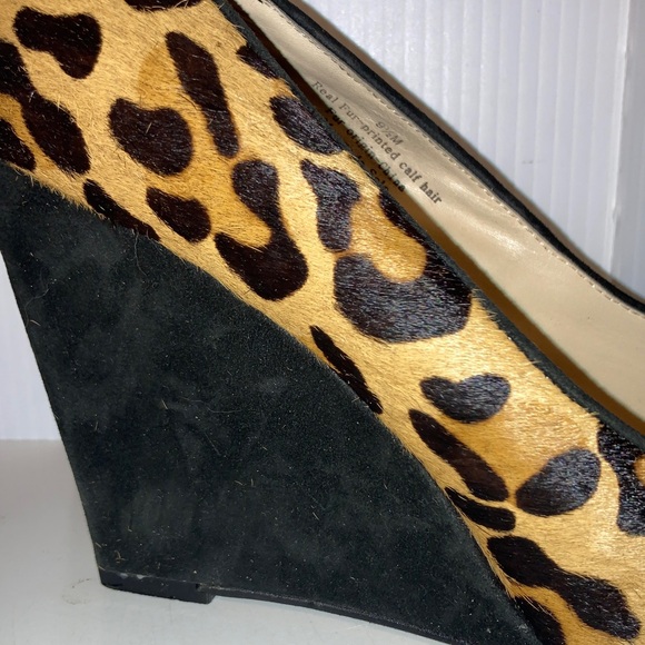 HALOGEN Cheetah Leopard Print Wedges Squared High Heel Womens 9.5M - Picture 4 of 11